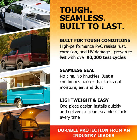 Beast Mode Pvc Continuous Piano Hinge Four Foot Rust Proof And Uv Resistant Heavy Duty Outdoor Living Hinges for truck cap and camper.