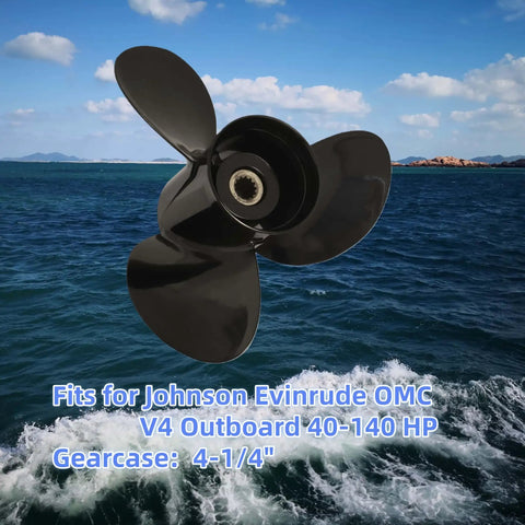 Outboard Boat Propeller Replacement 13.25 X 17 Pitch 3 Blade 13 Spline Beefy Aluminum Hub Kit For Johnson Evinrude OMC V4 Outboard 40 140 HP Fits Boats Under 50 MPH