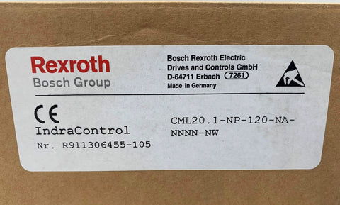 Label on box for IndraLogic L20 CML20.1-NP-120 PLC CPU Module single unit 16 I/O Ports Ethernet Profibus RS-232 24Vdc R911306455-105