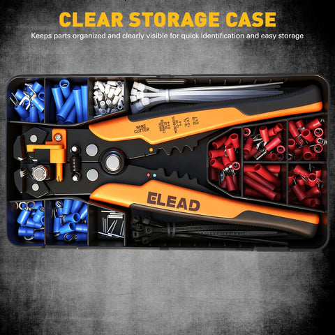 All In One 321 Piece Wire Connectors Kit With Self Adjusting Stripper Three In One Crimp Stripping Cutting Tool in Storage Case