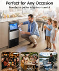 Heavy Duty Commercial Ice Maker Cranks Out 100 Lbs Crystal Clear Ice Daily With No Sweat Installation, perfect for bars and family gatherings.