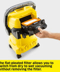 WD 5 P Shop Vacuum 6.6 Gal Wet Dry Vacuum Cleaner with flat pleated filter being adjusted