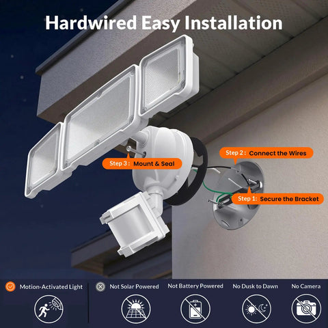 Heavy Duty Led Security Light Motion Sensor Outdoor Floodlight Big Time Brightness 38 Watt 4200 Lumen Rock Solid Weather Resistant Backyard And Driveway Safe Spot Glow