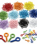 600 Piece Mixed Color Mini Screw Eye Pins For Jewelry Making And DIY Crafts displayed in various colors on a white background