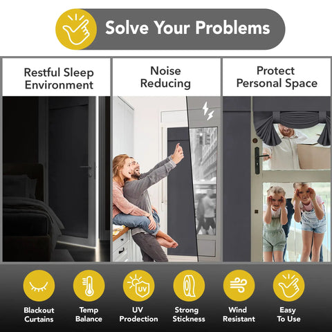 Blackout Door Curtain Panel For Front Door And Small Windows, Thermal Insulated Privacy And Light Blocking in dark grey