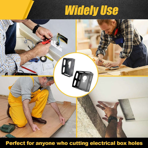 Two black square slot cutters for oscillating tools; Dewalt 20V/Milwaukee M18 compatible for drywall electrical box cuts