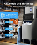 Commercial Ice Machine Delivers 850 Lbs Per Day, 460 Lbs Ice Storage, Heavy Duty Workhorse in stainless steel, kitchen setting