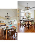 Farmhouse Pendant Light Fixture, 4 Light Geometric Rustic Chandelier for kitchen island, vintage style in dining room