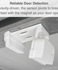 Garage Door Bracket Mount for Alarm Contact Sensors Gen 2 Sensor Not Included, installed on door, showing pivot mechanism