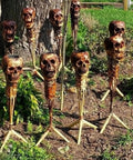 Skull Tiki Torch Set For Halloween Yard Decor, Handcrafted Skull Pattern Outdoor Lights in garden