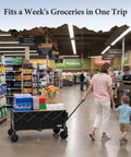 47 Inch Collapsible Wagon Cart With Mega 300 Liter Capacity used in grocery store holding various items