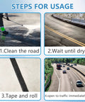 Steps for using 2 Inch Self Adhesive Asphalt Crack Filler Tape: clean road, dry, tape and roll, open to traffic.