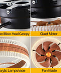 Low Profile Bladeless Ceiling Fan With Light For Kitchen And Bedroom Sleek Quiet Reversible Motor 6 Speeds 3 Light Color Options Flush Mount Design, Matted Black Metal Canopy, Quiet Motor, Acrylic Lampshade, Fan Blade