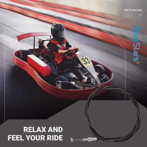 84 Inch Go Kart Throttle Cable Kit For Coleman KT196 Predator 196cc 212cc 224cc 6.5HP Engines And Hisun HS200GK shown with go-kart.
