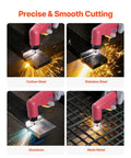 65A Plasma Cutter With Non Touch Pilot Arc cutting carbon steel, stainless steel, aluminum, and mesh metal with precision.