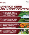 Mineiro 2F Flex Systemic Insecticide use for residential lawns, athletic turf, nurseries, and fruit trees for grub control.