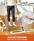 Built Tough 36 Inch Commercial Dust Mop With Telescoping Handle For Hardwood Floors Tile Laminate And Concrete Wide Head Floor Sweeper in use.
