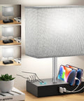 Touch Lamp With USB C And USB A Ports, 3 Level Brightness, 3 Way Dimmable Bedside Table Lamp with 2 Phone Slots and Bulb Included