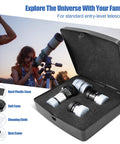 Complete Telescope Eyepiece Set For Beginners With 6mm Plossl And 15mm Kellner Eyepieces in open carry case outside