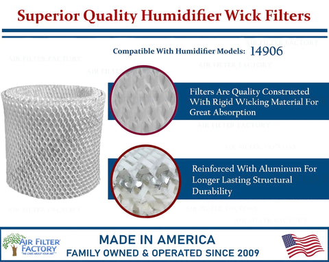 14906 Humidifier Wick Filter Replacement For Your Humidifier USA Made From Premium Paper Pulp High Moisture Output Easy Fit Durable Reinforced Wick Keeps Your Humidifier Running Smooth Clear Mist Quiet Operation