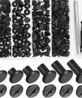 100 Sets Black Chicago Screws Leather Rivets Kit For Fabric And Leather Crafting With 6 Size Assortment in storage box, tools included