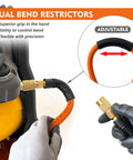 High Performance Hybrid Air Compressor Hose 3 8 By 10 Ft kink resistant whip line with adjustable dual bend restrictors.