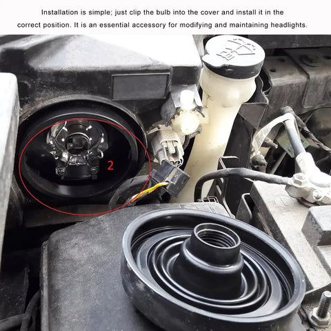 Headlight Dust Caps 2 Pack Waterproof Sealing Covers for H4 LED Headlights attached in car engine bay