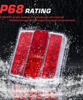 Trailer LED taillight with red lenses, IP68 waterproof rating, side view