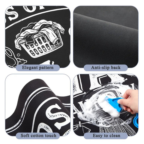2 Pack Black Washer And Dryer Top Covers Non Slip Dustproof Pads 26.5 Inch Quick Dry Absorbent Mat showing design details
