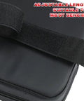 Close-up of Back Pad For Bench Press And Chest Press Support Non Slip PVC Leather with adjustable strap on black cushion.