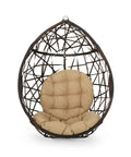 Indoor Outdoor Teardrop Wicker Hanging Chair For Patio And Deck, Multi Brown Tan Teardrop Basket Swing, Stand Not Included