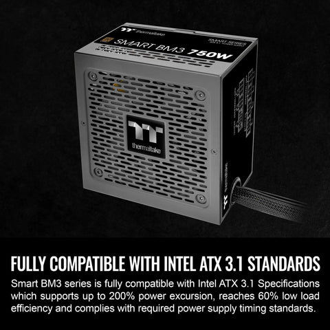 Beefy 750W Semi Modular Power Supply For PC, 80 Plus Bronze, ATX 3.1 And PCIe 5 Ready, showcasing smart zero fan