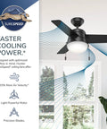 36 Inch Indoor Ceiling Fan with LED Light and Pull Chain, quiet modern small room fan in brushed nickel, 3 blades shown