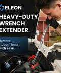 Mechanic using Rhino Wrench Extender Tool Bar for Maximum Leverage and Torque Multiplier on car engine with non slip gloves.
