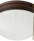 Two Light Flush Mount Indoor Ceiling Fixture with pull chain, sienna finish, frosted fluted glass, ETL CETL listed.