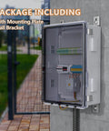 Hella Tough ABS Electrical Junction Box With Ventilated Channels And Cable Grommets Straight Up IP65 Weatherproof Enclosure mounted on wall.