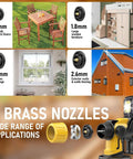 Score Big On Home Jobs With This Cordless Paint Sprayer showing 4 brass nozzles for various applications and projects.