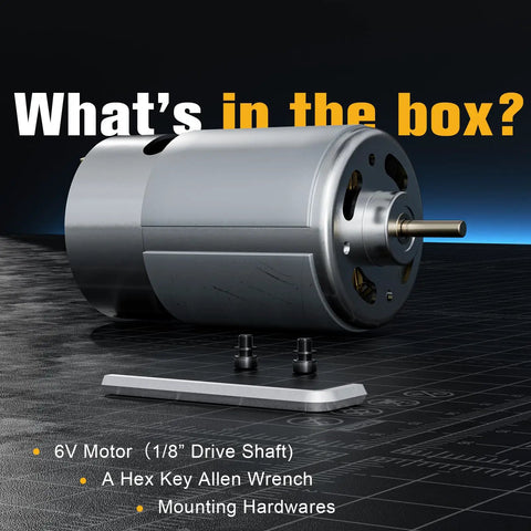 6V Deer Feeder Motor Replacement For Game Feeders With One Eighth Inch Drive Shaft Efficient And Plug And Play Easy To Install Fits Most Power Control Units Built To Last In Tough Outdoor Conditions Keeps Your Feed On Schedule, 6V motor with 1/8 inch shaft and mounting hardware