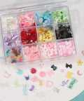 Nail Art Glitter Kit Multicolor 3D Charms For DIY Nails Two Boxes Packed With Flowers Butterflies Snakes Rabbits Diamonds
