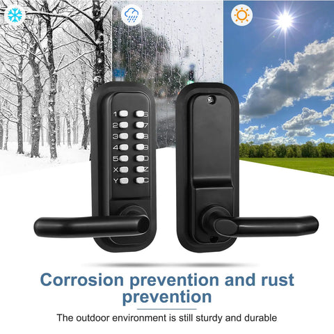 No Sweat Heavy Duty Outdoor Keyless Padlock With Solid Zinc Mechanical Keypad Weatherproof Adjustable Deadlatch Built Different For Fence Gates And Storage Entries Matte Black Finish