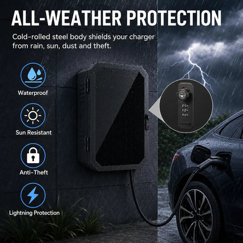 Heavy Duty Cold Rolled Steel Outdoor Electrical Enclosure For Charger Station With Tough As Nails Corrosion Resistant Shell and No Nonsense Weather Shielding in rainy conditions.