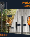 Solar Torch Lights Outdoor Flickering Flame, 12 LED Waterproof Torches For Garden, Patio, Yard, And Pathway, 6 Pack, product dimensions