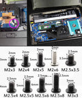 Premium 500 Piece Laptop Screw Kit For Notebook Repair With M2 M2.5 And M3 Sizes Includes M2 Ssd Hardware detailed screws and SSD parts.