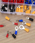 Assorted insulated connectors from 102 Piece Wire Terminal Crimp Kit Must Have With Insulated O Ring Connectors, Mixed Quick Disconnects