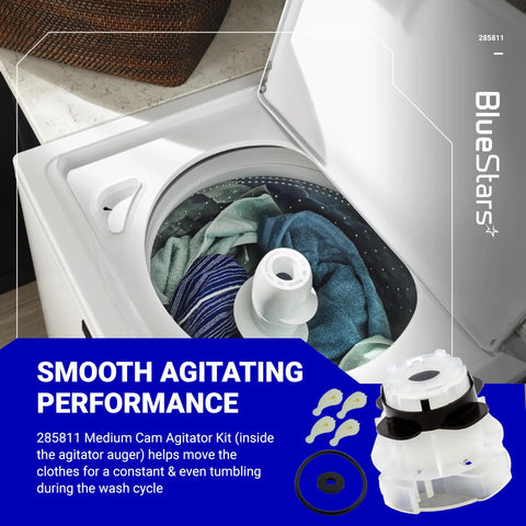Medium cam agitator repair kit, white plastic components, for Whirlpool/Kenmore washers