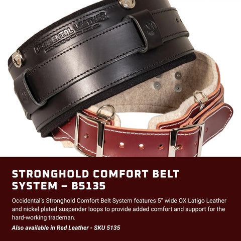 Stronghold 5 Inch Comfort Belt System With 2 Inch Leather Overbelt And Belt Loops, Heavy Duty Buckles To Keep Bags And Tools In Place