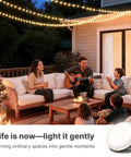 Family enjoying evening outdoors with Solar Camping String Lights With Built In 5400mAh Power Bank USB Charger 11 Modes