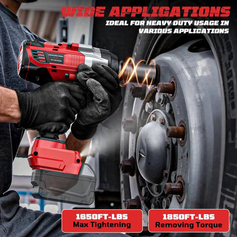 Beast Of A Cordless Three Quarters Inch Impact Wrench With Brushless Motor Up To 1850 Ft Lbs Torque in use on tire lug