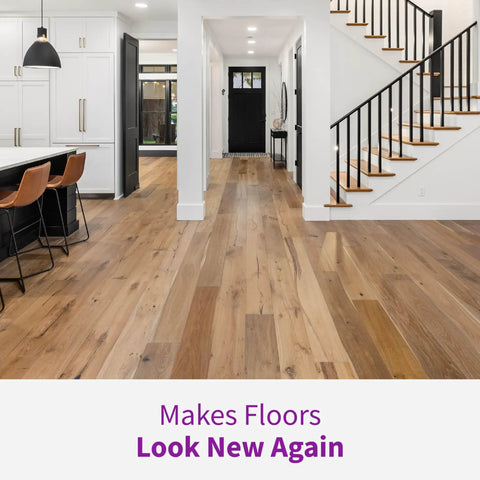 Top Shelf Wood Floor Restorer Plus Slick Gloss Finish And No Fuss One Coat Application That Cuts Down On Scratches While Delivering Solid Heavy Duty Shine For Modern Homes in a modern home with a clean wooden floor.
