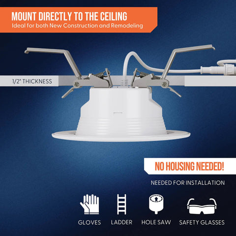 Sleek Canless Led Recessed Ceiling Downlight 4 Inch Adjustable 5Cct 955 Lm Bulb Drop In Fixture No Housing Required No Sweat Setup For Kitchen Bath Remodel Big Time Brightness You Want